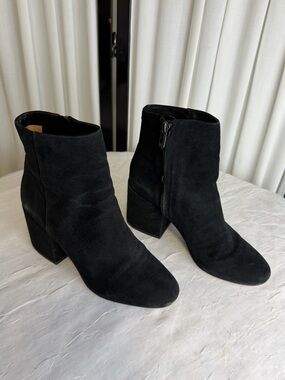 Sam Edelman Black Suede Ankle Boots with Block Heel